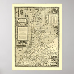 Poster Carte de Holland Pays-Bas par Jacob van Deventer
