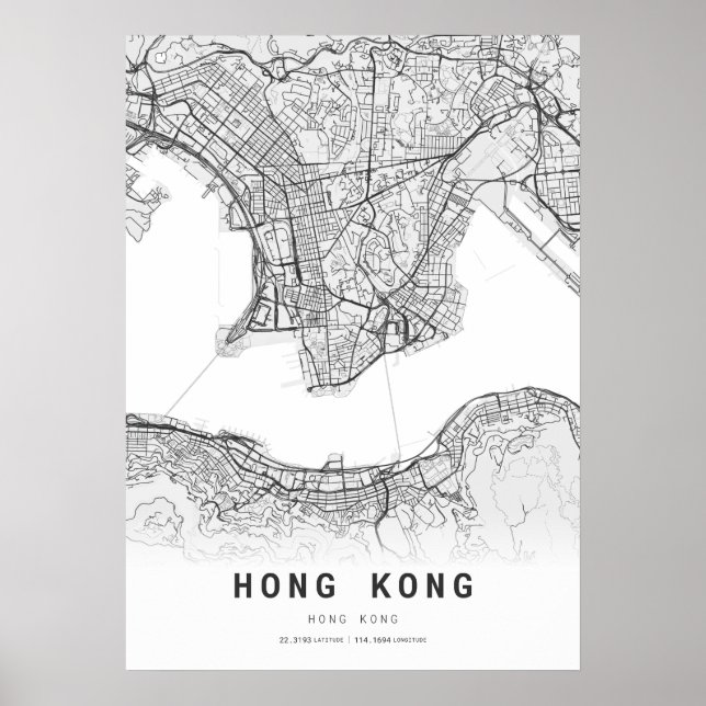 Poster Carte de Hong Kong (Devant)