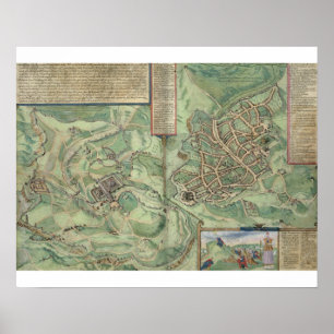 Poster Carte de Jérusalem, de 'Civitates Orbis Terrarum'