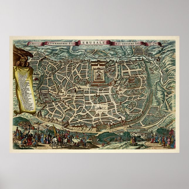 Poster Carte de Jérusalem vintage (Devant)