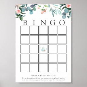 Poster Carte de jeu de bingo pour bébé à l'heure du thé