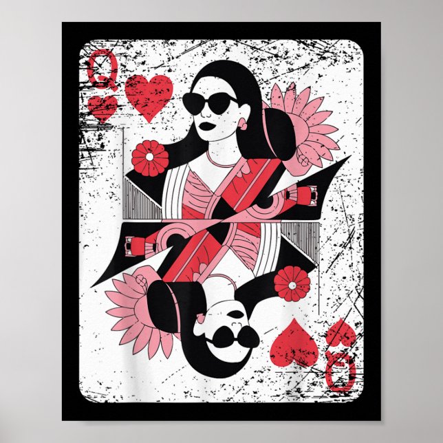 Poster Carte de jeu moderne Queen of Hearts (Devant)