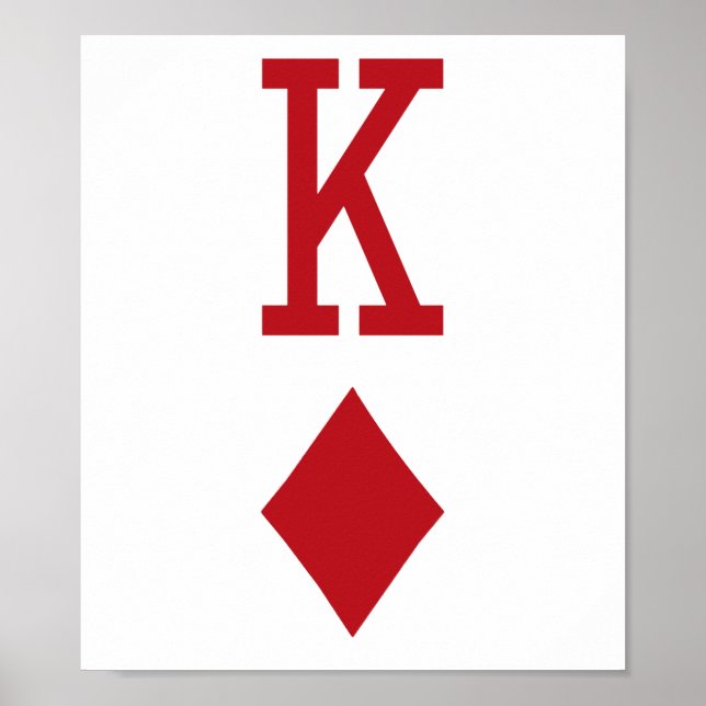 Poster Carte de jeu rouge King of Diamonds (Devant)