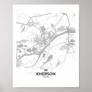 Poster Carte de Kherson Ukraine Drapeau