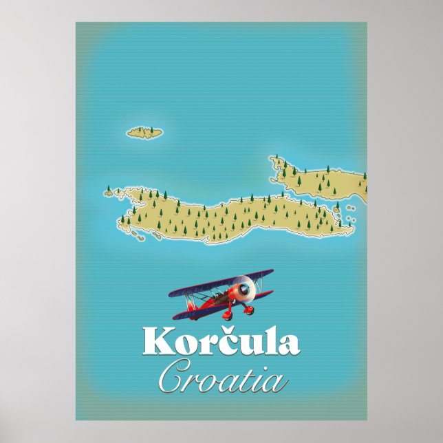 Poster Carte de Korčula Croatie (Devant)