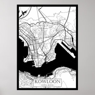Poster Carte de Kowloon Hong Kong