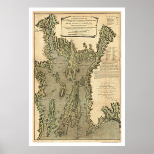 Poster Carte De La Baie De Narraganset 1777