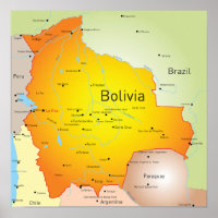 Carte de la Bolivie avec les villes et les frontiè