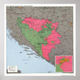 Poster Carte de la Bosnie-Herzégovine - 1995