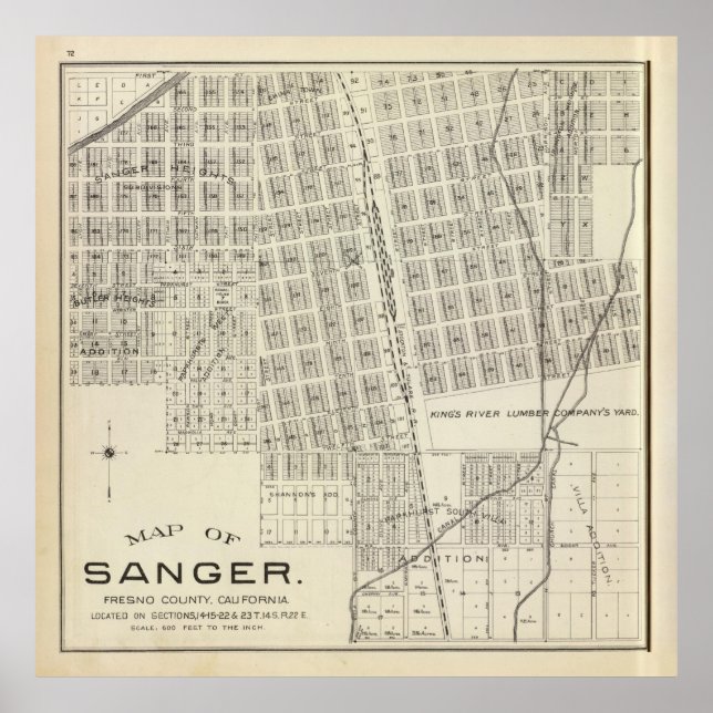 Poster Carte de la CA Old Sanger (1891) (Devant)