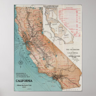 Poster Carte de la Californie
