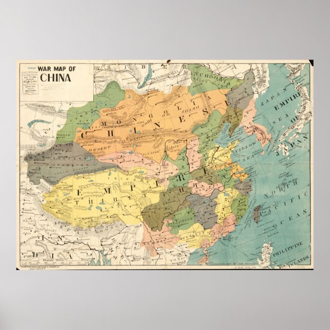 Poster Carte de la Chine (1900) (Devant)