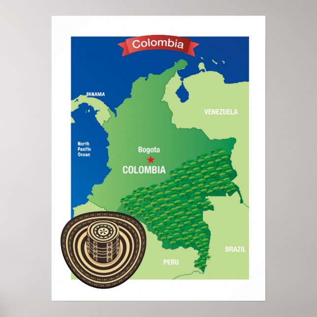 Poster Carte de la Colombie (Devant)