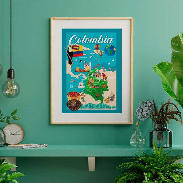 Poster Carte de la Colombie (Créateur téléchargé)