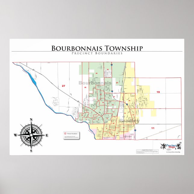 Poster Carte de la commune du Bourbonnais (Devant)