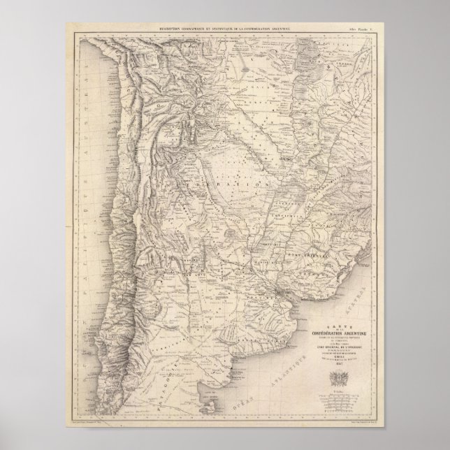 Poster Carte de la Confédération argentine (Devant)