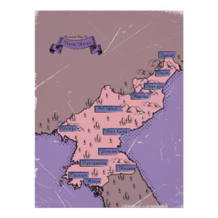 Poster Carte de la Corée du Nord