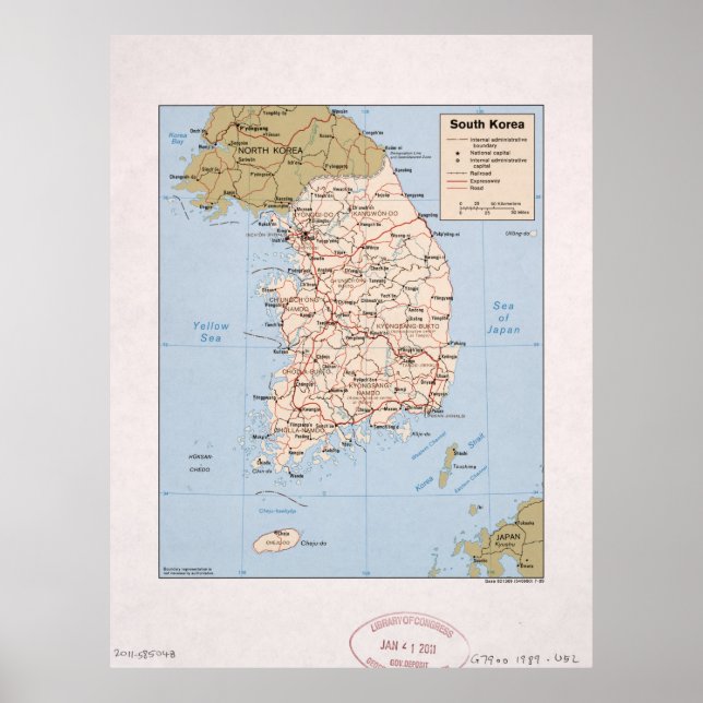 Poster Carte de la Corée du Sud (1989) (Devant)