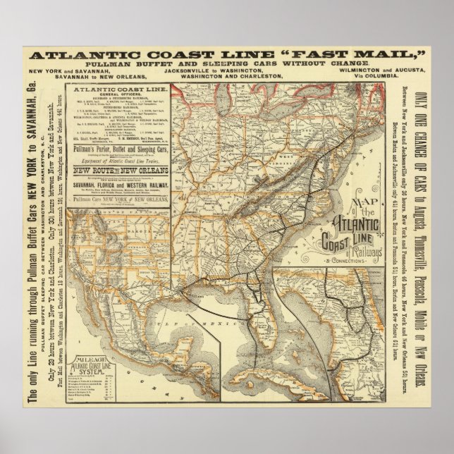 Poster Carte de la côte atlantique (Devant)