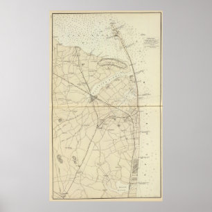 Poster Carte de la côte de la rivière des requins de Sand