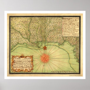 Poster Carte De La Côte Du Golfe Des États-Unis 1747