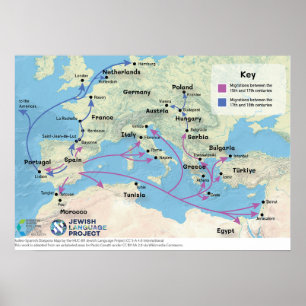 Poster carte de la diaspora judéo-espagnole