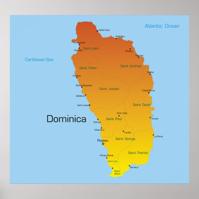 Poster Carte De La Dominique (Devant)