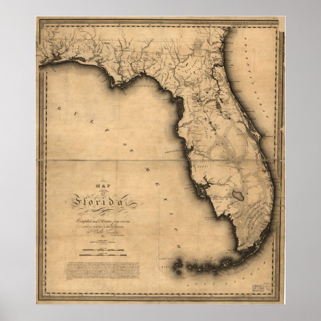 Poster Carte de la Floride 1823 (Devant)