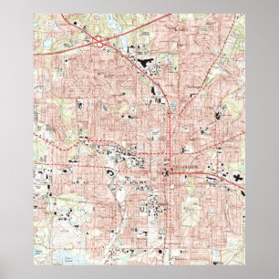 Poster Carte de la Floride de Tallahassee (1999)