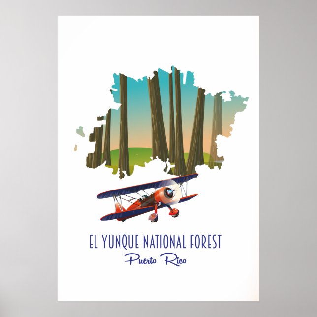 Poster Carte de la forêt nationale d'El yunque Porto Rico (Devant)