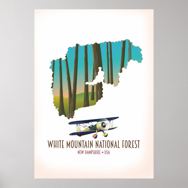 Poster Carte de la forêt nationale des montagnes blanches (Devant)