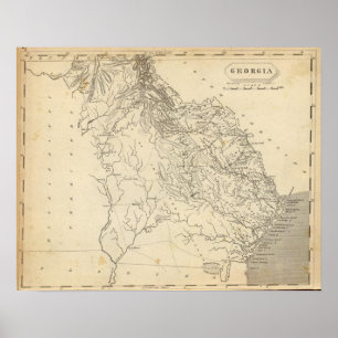 Poster Carte de la Géorgie par Arrowsmith