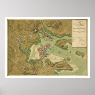 Poster Carte de la guerre à Boston - 1776