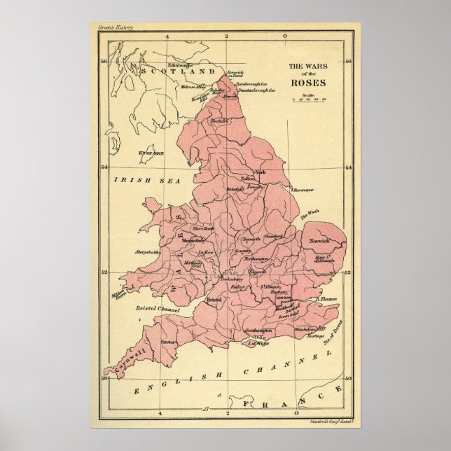 Poster Carte de la guerre des Roses (Devant)
