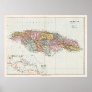 Poster Carte de la Jamaïque vintage (1904)