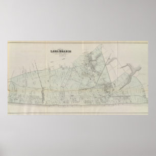 Poster Carte de la longue branche, NJ