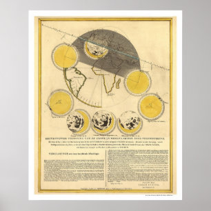 Poster Carte de la Lune et une éclipse solaire par Panser