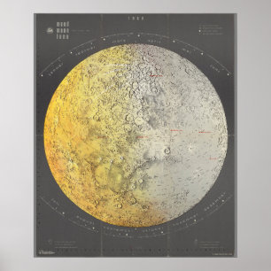 Poster Carte de la lune vintage