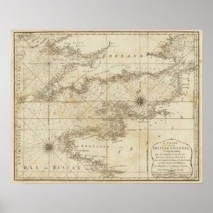 Poster Carte de la Manche britannique