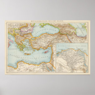 Poster Carte de la Méditerranée orientale