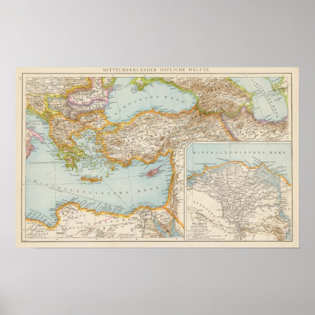 Poster Carte de la Méditerranée orientale (Devant)