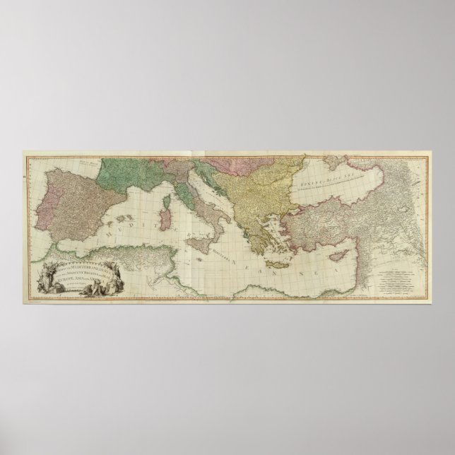 Poster Carte de la Méditerranée William Faden (Devant)