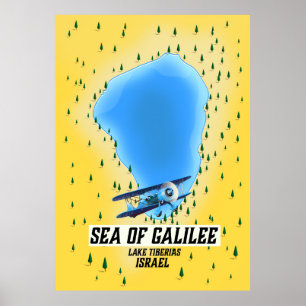 Poster Carte de la mer de Galilée Israël