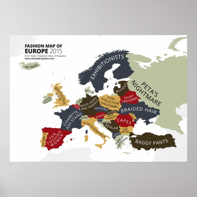 Poster Carte de la mode européenne (Devant)
