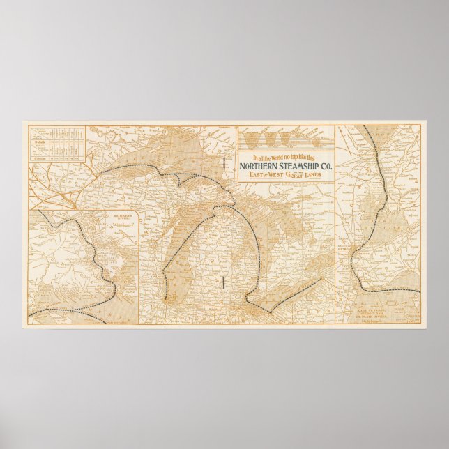 Poster Carte de la Northern Steamship Company (Devant)