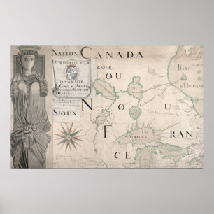 Poster Carte de la Nouvelle-France 1699