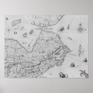 Poster Carte de la Nouvelle-France ou du Canada