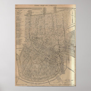 Poster Carte de la Nouvelle-Orléans 1908