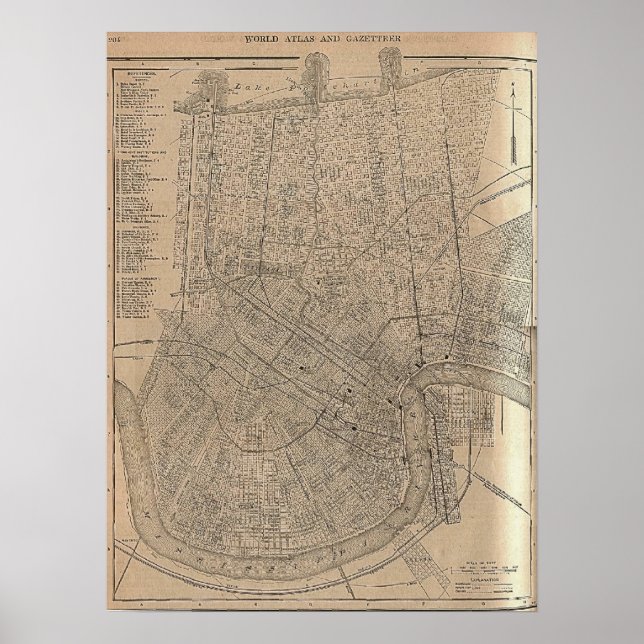 Poster Carte de la Nouvelle-Orléans 1908 (Devant)