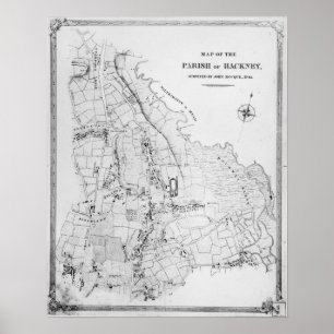 Poster Carte de la paroisse de Hackney